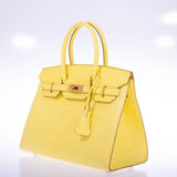 HermesBirkin 30 Sellier Jaune Citron Matte Niloticus Crocodile Gold Hardware