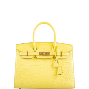 HermesBirkin 30 Sellier Jaune Citron Matte Niloticus Crocodile Gold Hardware