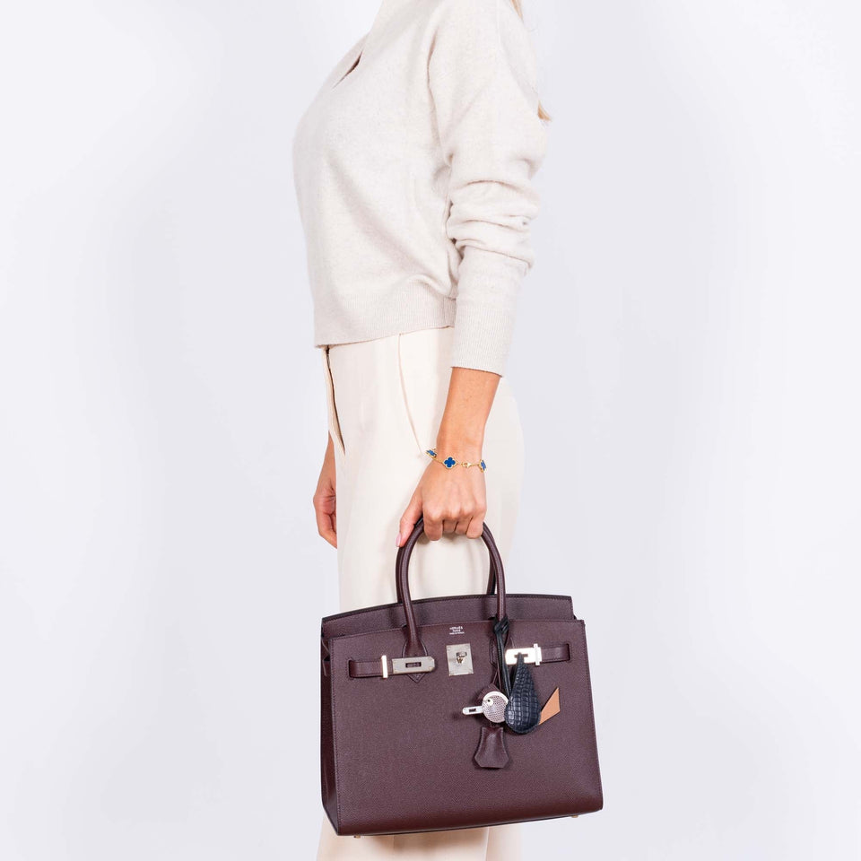 Hermes Birkin 30 Sellier Rouge Epsom Palladium Hardware