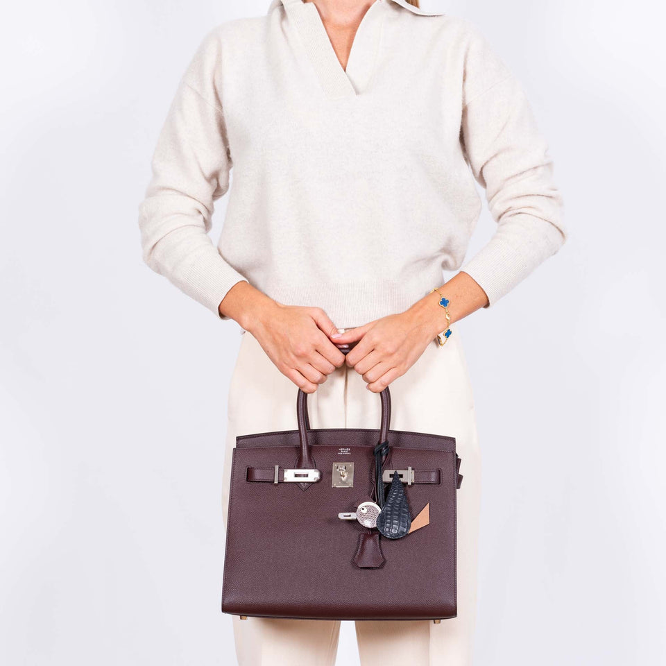 Hermes Birkin 30 Sellier Rouge Epsom Palladium Hardware