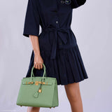 HermesBirkin 30 Sellier Vert Criquet Madame Grain Gold Hardware - 2020, Y