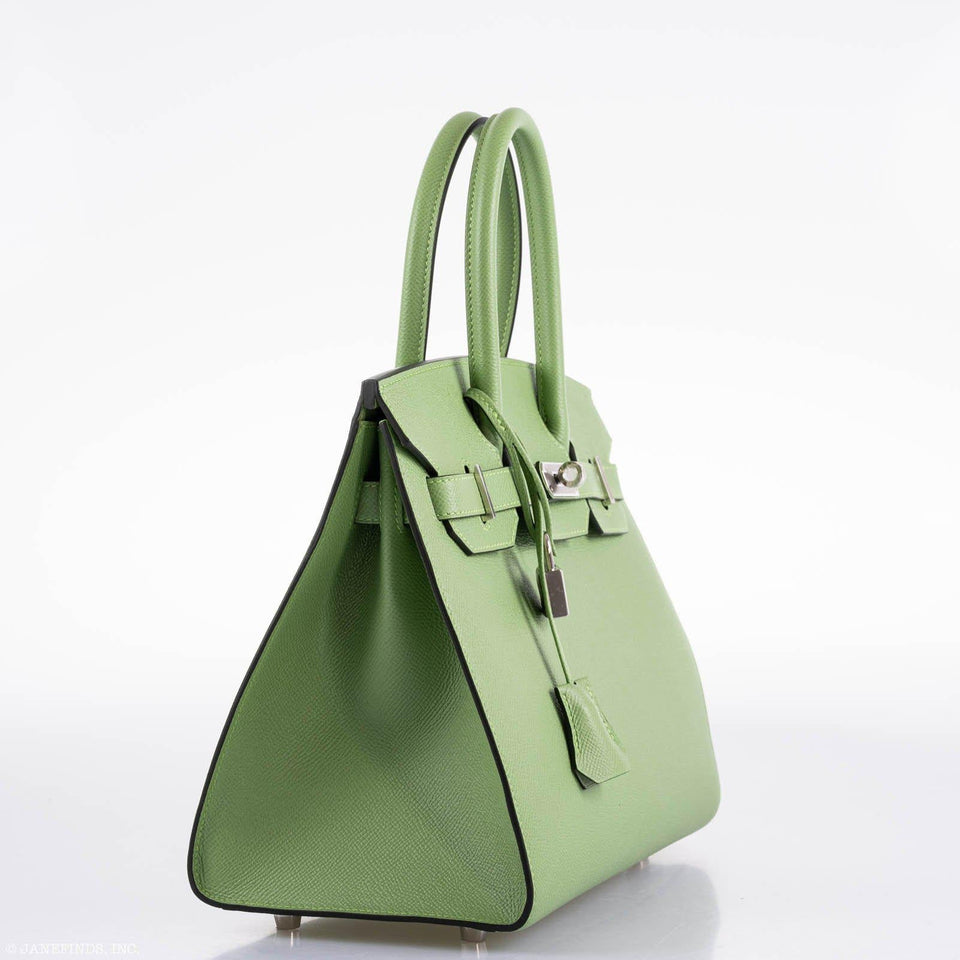 HermesBirkin 30 Sellier Vert Criquet Madame Grain Palladium Hardware - 2020, Y
