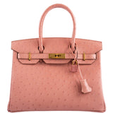 HermesBirkin 30 Terre Cuite Ostrich Gold Hardware - 2020, Y