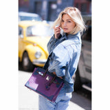 HermesBirkin 30 Tri Color Ostrich Violine Blue De Malt And Marron Palladium Hardware