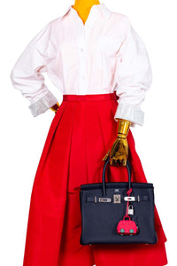 HermesBirkin 30 Verso Blue Nuit and Orange Poppy Togo Palladium Hardware