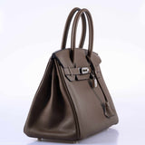 HermesBirkin 30 Verso Taupe & Blue Agate Clemence Palladium Hardware - 2020, Y