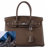 HermesBirkin 30 Verso Taupe & Blue Agate Clemence Palladium Hardware - 2020, Y