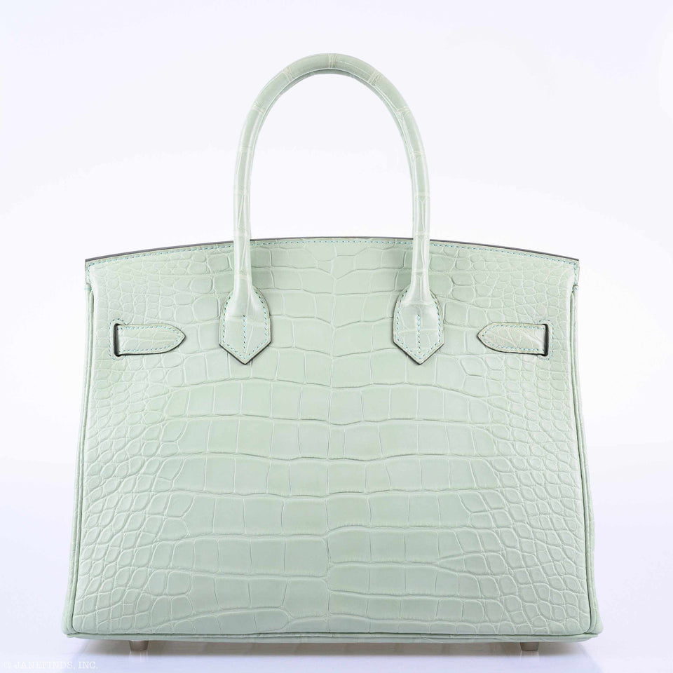 Hermes Birkin 30 Vert D'Eau Matte Alligator Palladium Hardware
