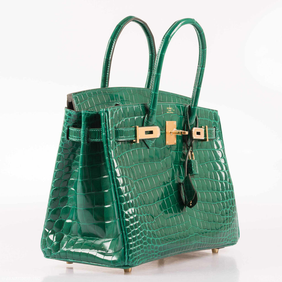 HermesBirkin 30 Vert Emerald Niloticus Crocodile Gold Hardware