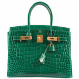 HermesBirkin 30 Vert Emerald Niloticus Crocodile Gold Hardware