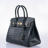 Hermes Birkin 30 Vert Foncé Matte Niloticus Crocodile Gold Hardware