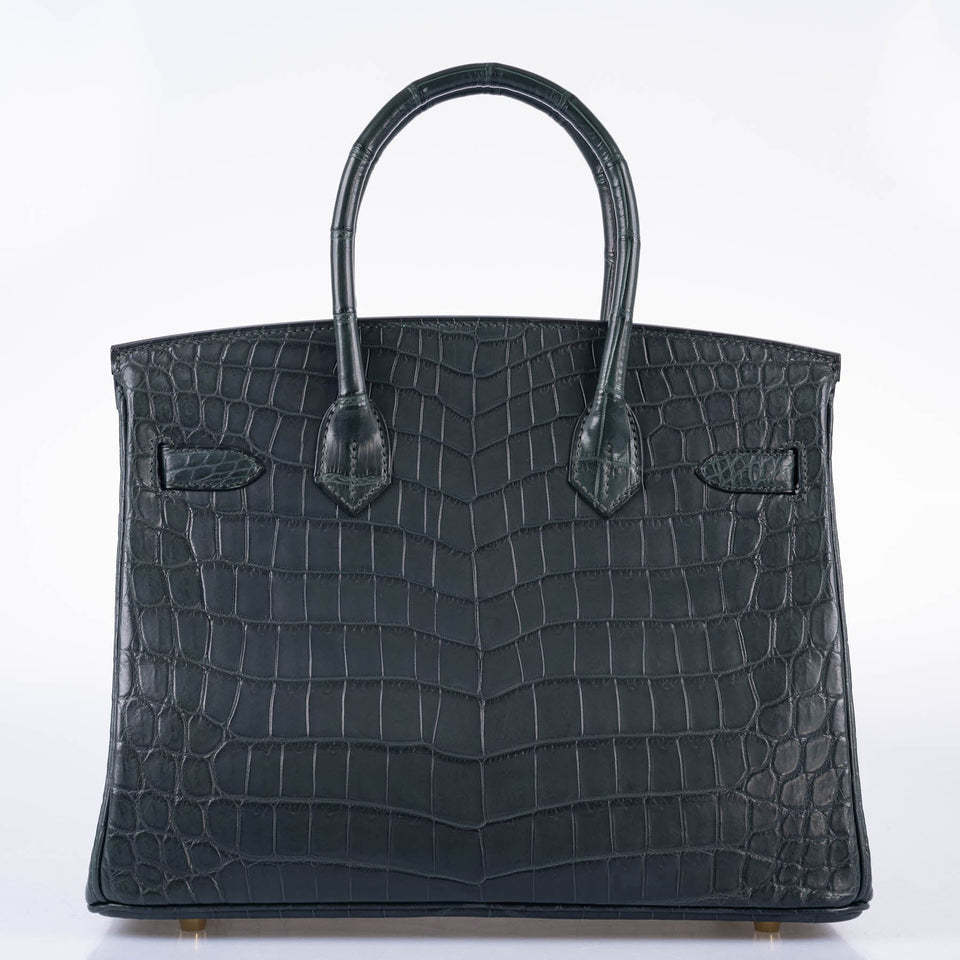 Hermes Birkin 30 Vert Foncé Matte Niloticus Crocodile Gold Hardware