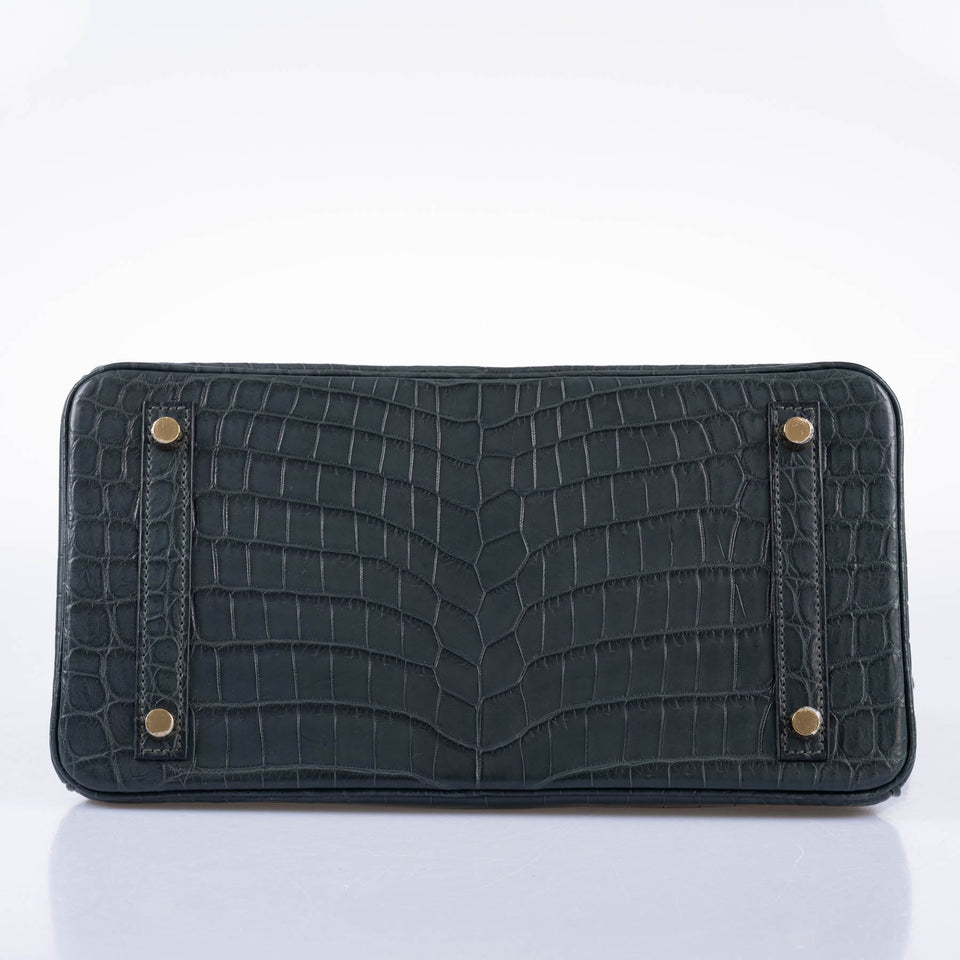 Hermes Birkin 30 Vert Foncé Matte Niloticus Crocodile Gold Hardware