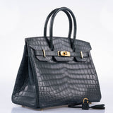Hermes Birkin 30 Vert Foncé Matte Niloticus Crocodile Gold Hardware