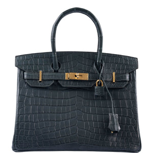 HermesBirkin 30 Vert Foncé Matte Niloticus Crocodile Gold Hardware