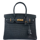 Hermes Birkin 30 Vert Foncé Matte Niloticus Crocodile Gold Hardware