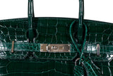 Hermes Birkin 30 Vert Foncé Shiny Niloticus Crocodile Gold Hardware