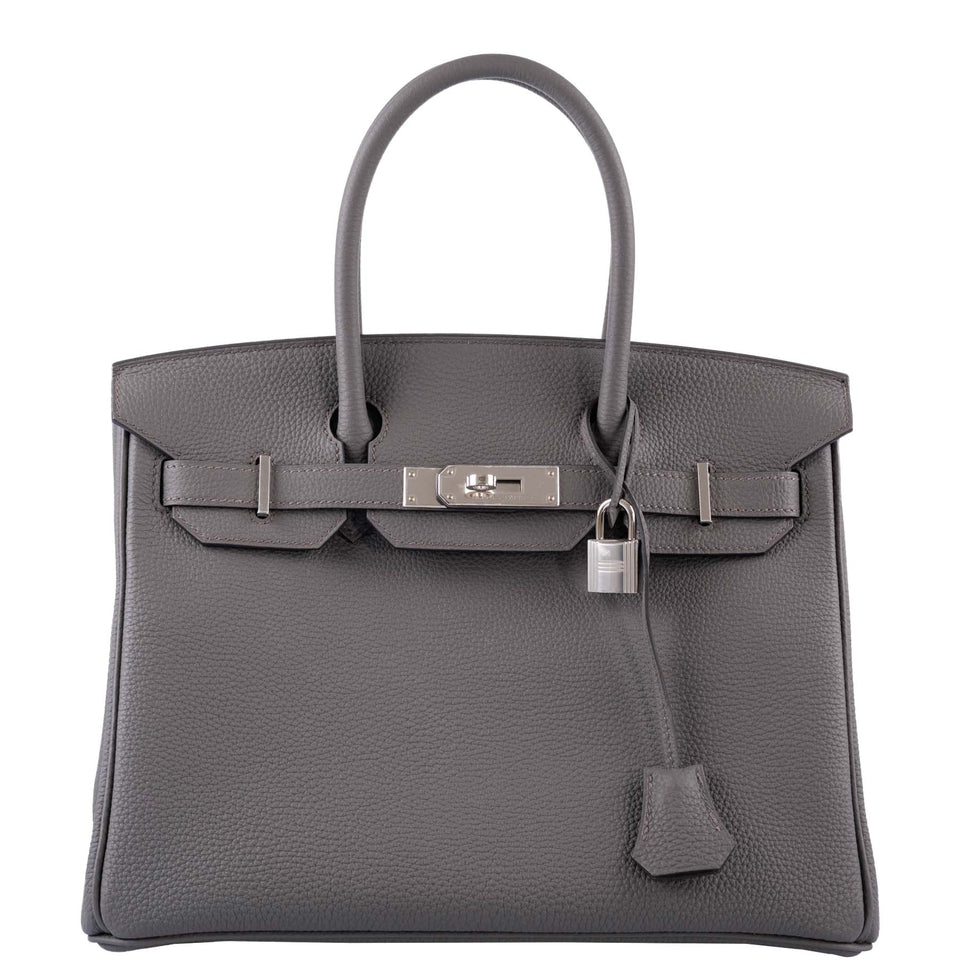 HermesBirkin 30 Vert Gris Togo with Palladium Hardware - 2020, Y