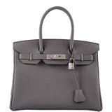HermesBirkin 30 Vert Gris Togo with Palladium Hardware - 2020, Y