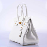 Hermes Birkin 30 White Clemence Gold Hardware