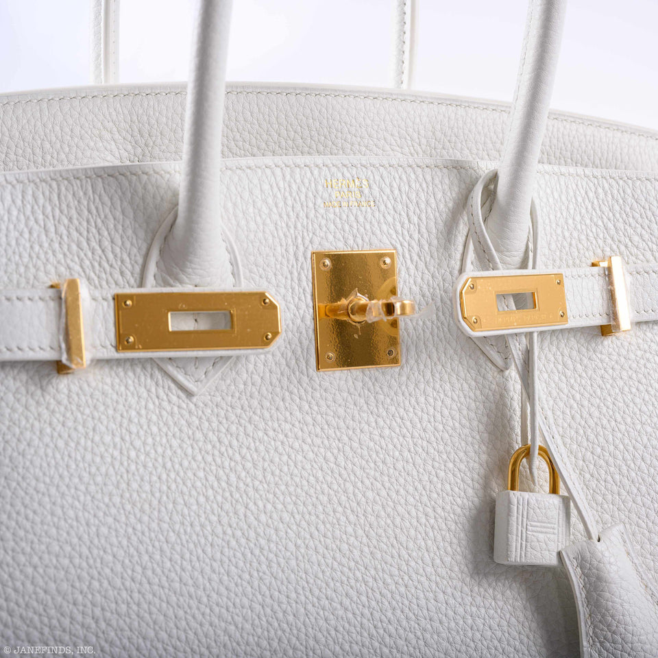 Hermes Birkin 30 White Clemence Gold Hardware