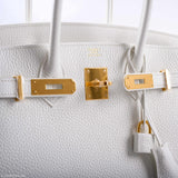 Hermes Birkin 30 White Clemence Gold Hardware