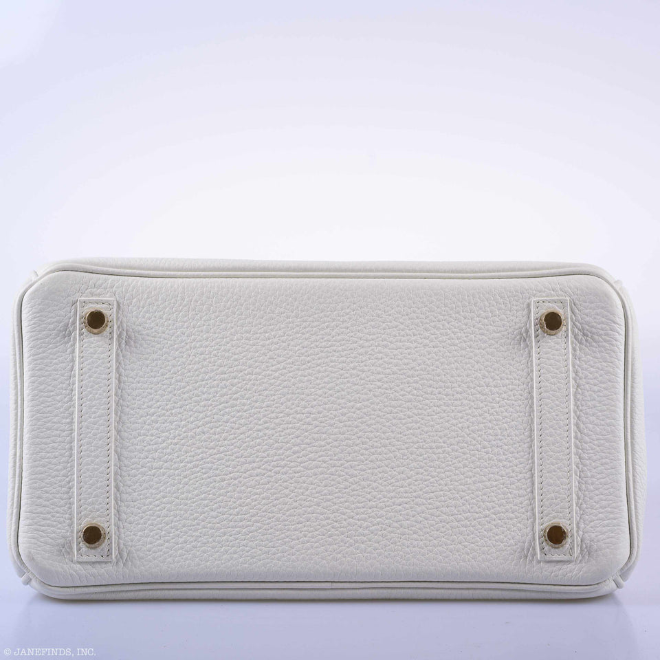 Hermes Birkin 30 White Clemence Gold Hardware