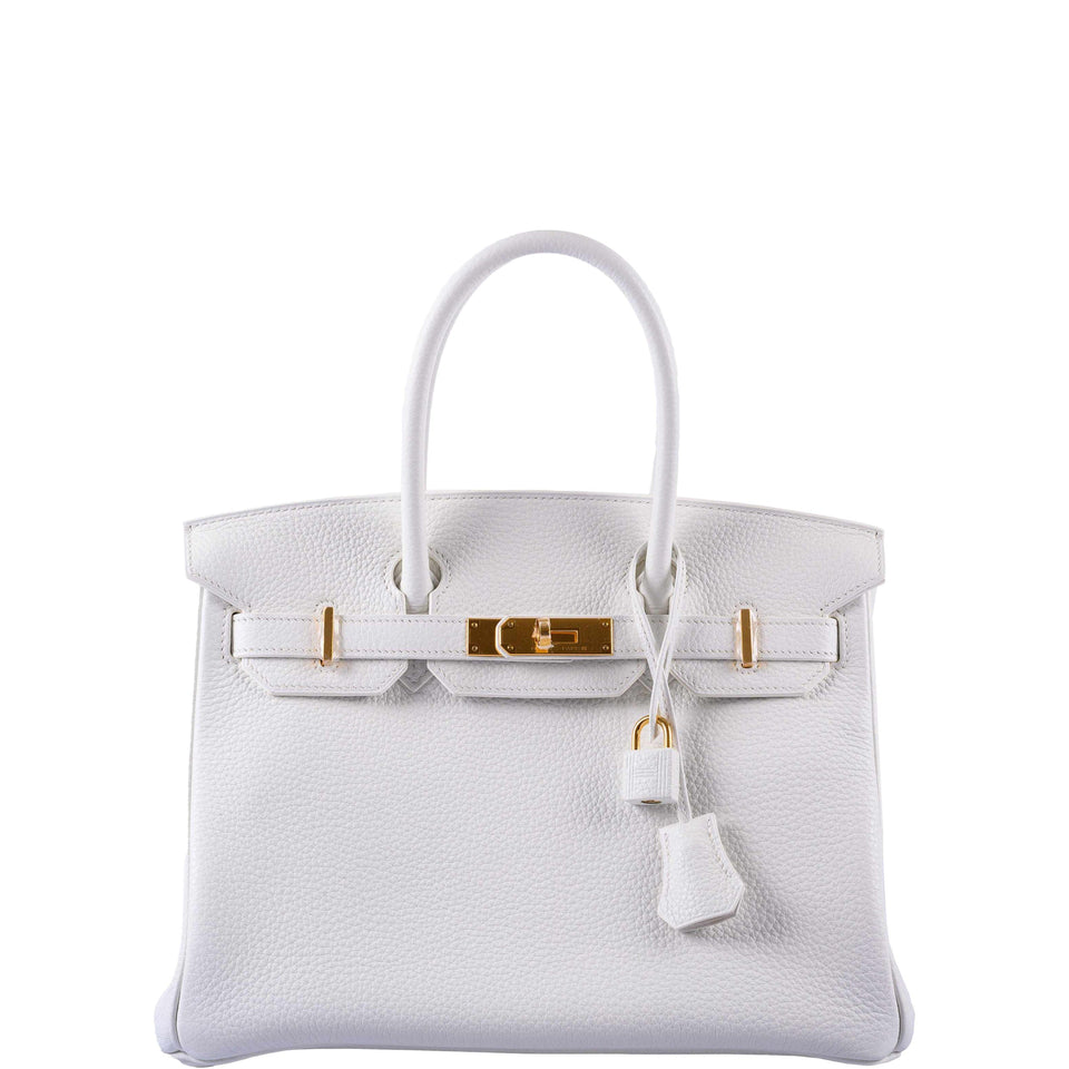 Hermes Birkin 30 White Clemence Gold Hardware