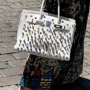 HermesBirkin 30 White Clemence “Warrior Birkin” Palladium Hardware * JaneFinds Custom Shop