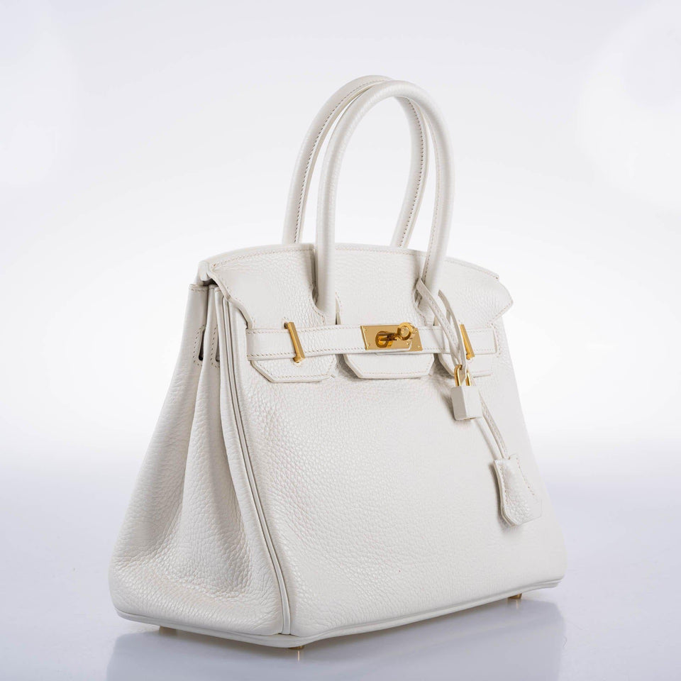 HermesBirkin 30 White Clemence with Gold Hardware - 2016, X