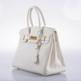 HermesBirkin 30 White Clemence with Gold Hardware - 2016, X
