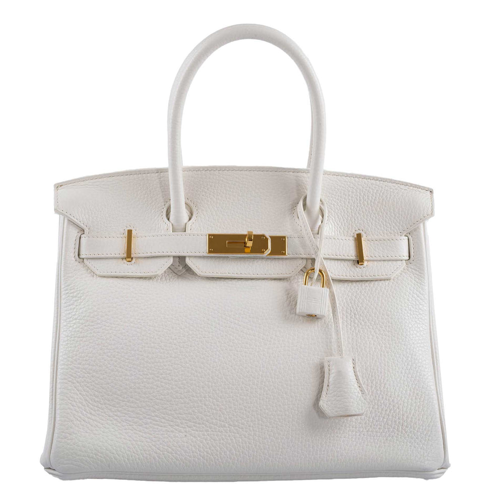 HermesBirkin 30 White Clemence with Gold Hardware - 2016, X