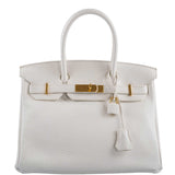 HermesBirkin 30 White Clemence with Gold Hardware - 2016, X