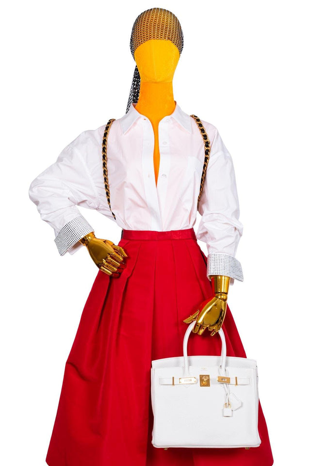 Hermes Birkin 30 White Clemence with Gold Hardware