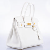 Hermes Birkin 30 White Clemence with Gold Hardware