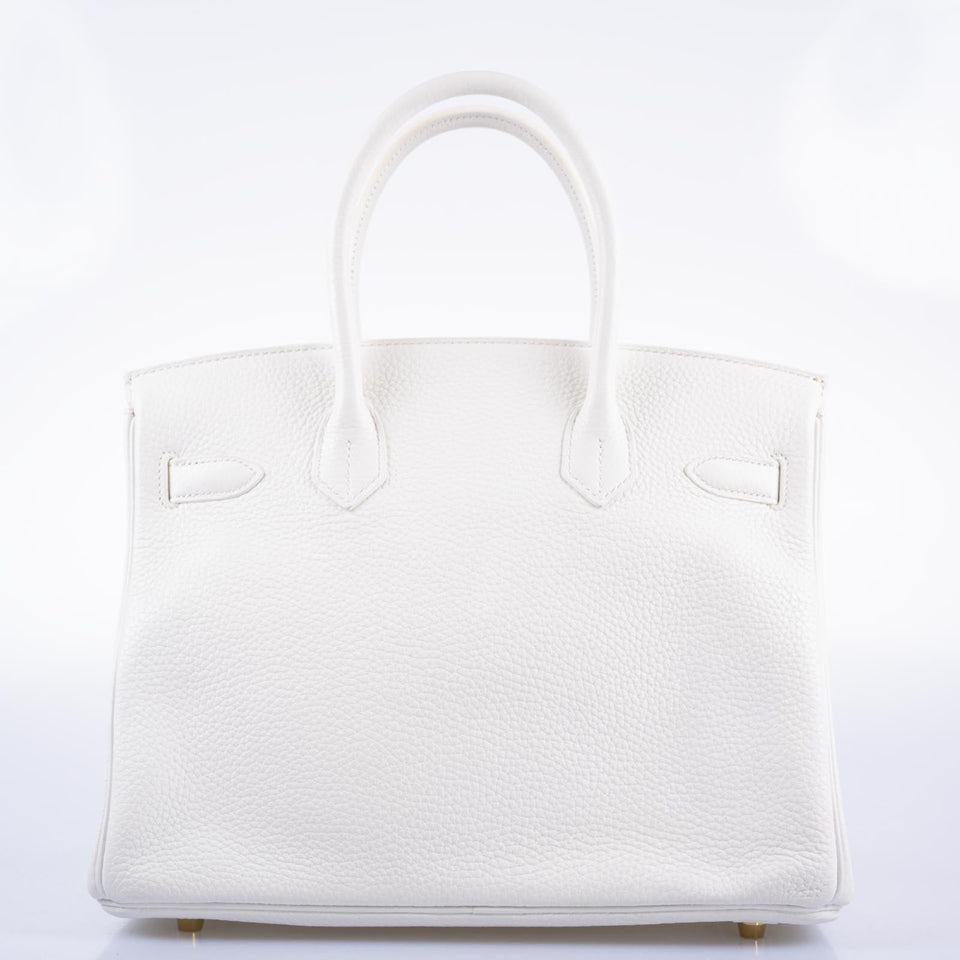 Hermes Birkin 30 White Clemence with Gold Hardware
