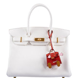 Hermes Birkin 30 White Clemence with Gold Hardware