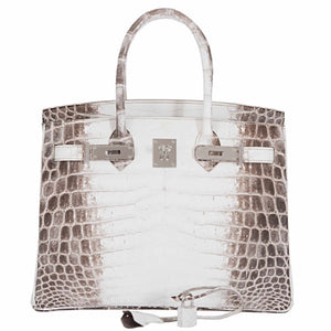 HermesBirkin 30 White Himalayan Niloticus Crocodile Palladium Hardware