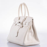 HermesBirkin 30 White Swift with Palladium Hardware - 2007, K Square