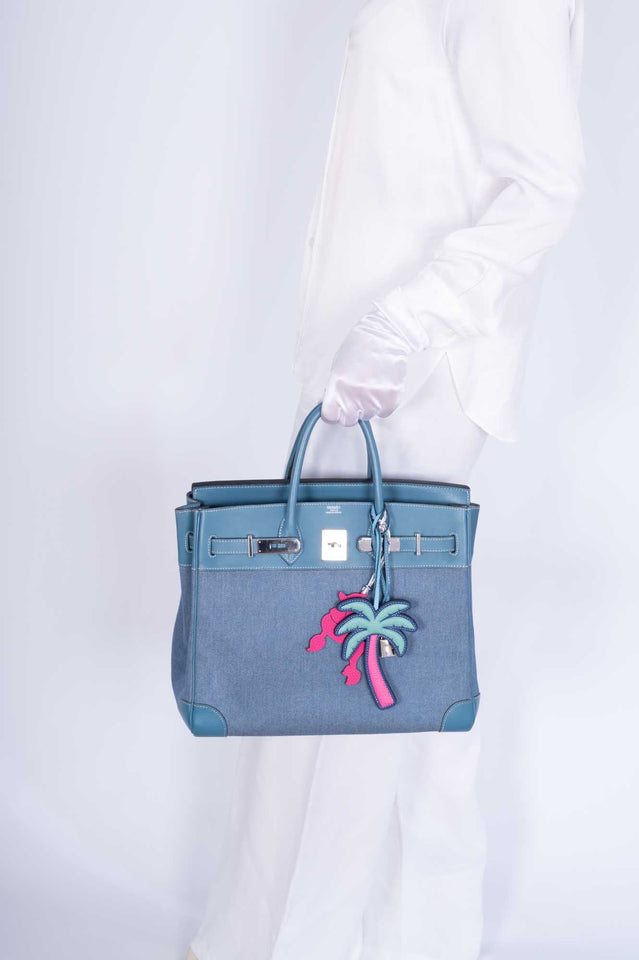 Hermes Birkin 32 HAC Denim & Blue Jean Gulliver Leather Palladium Hardware