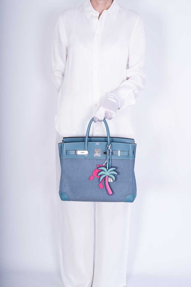 Hermes Birkin 32 HAC Denim & Blue Jean Gulliver Leather Palladium Hardware