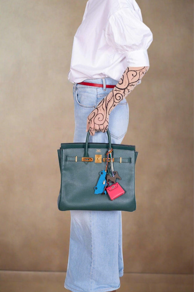 Hermes Birkin 32 HAC Vert Fonce Ardenne Leather Gold Hardware