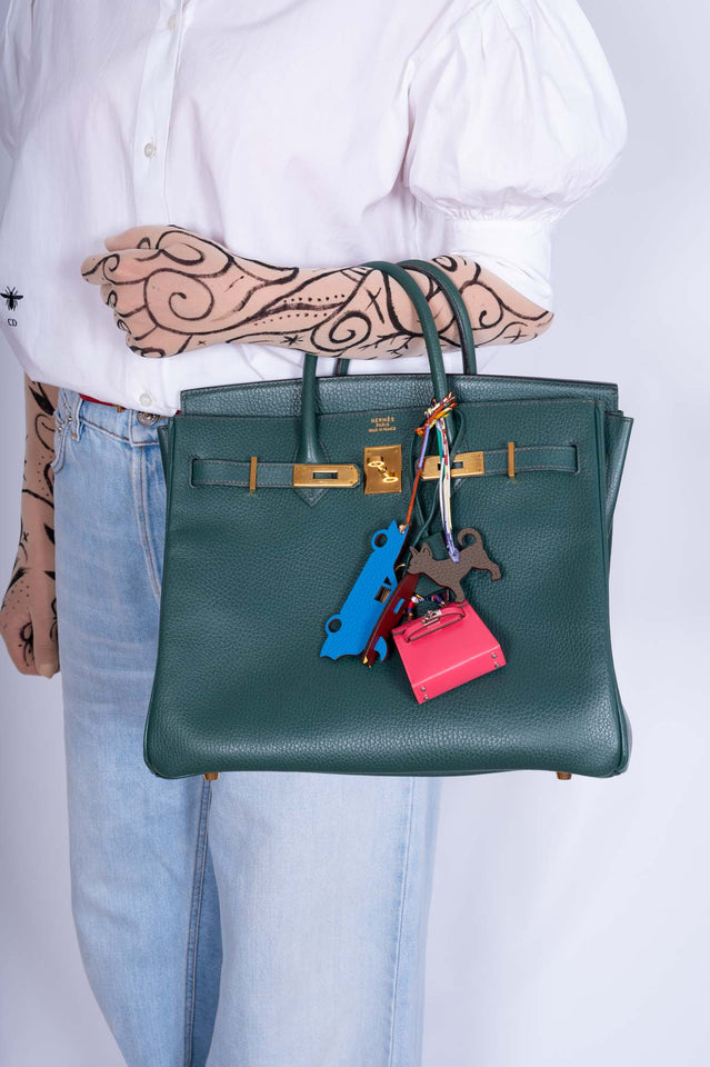 Hermes Birkin 32 HAC Vert Fonce Ardenne Leather Gold Hardware