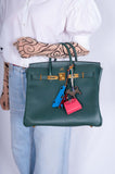 Hermes Birkin 32 HAC Vert Fonce Ardenne Leather Gold Hardware