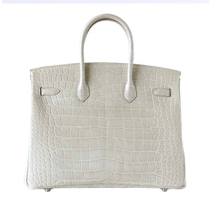 HermesBirkin 35 Alligator Beton Bag PHW
