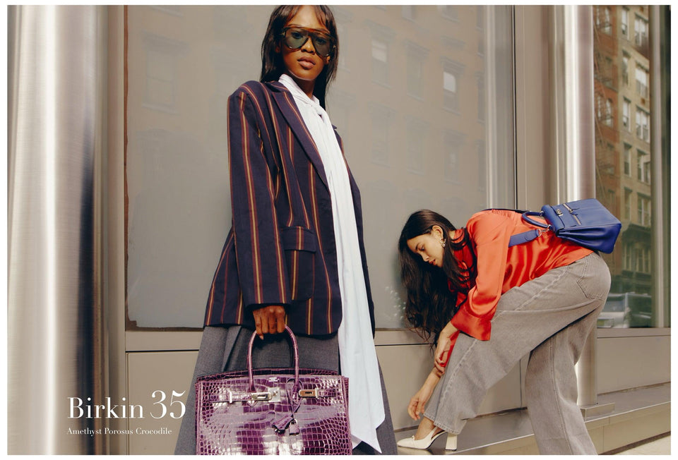 Hermes Birkin 35 Amethyst Porosus Crocodile with Palladium Hardware