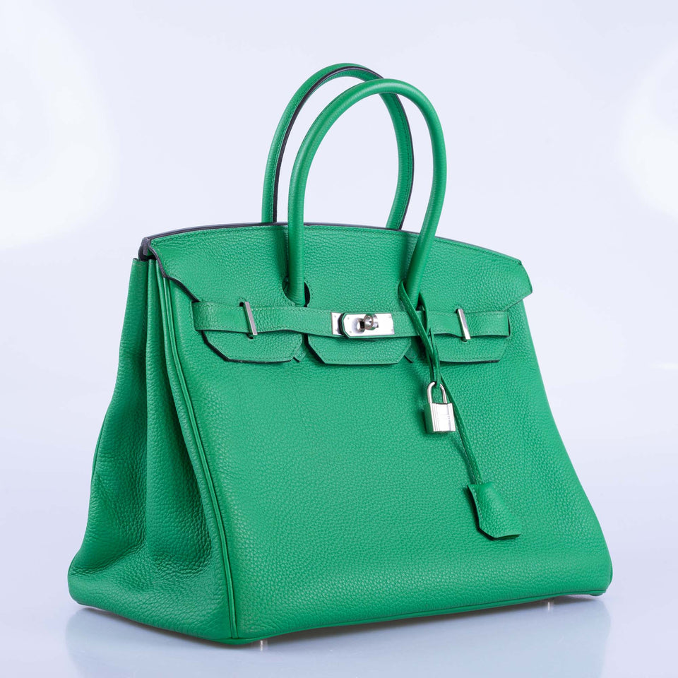 Hermes Birkin 35 Bambou (Bamboo) Green Togo with Palladium Hardware