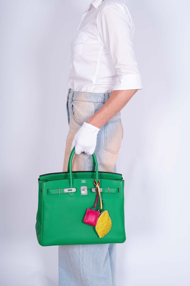 Hermes Birkin 35 Bambou (Bamboo) Green Togo with Palladium Hardware