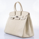 Hermes Birkin 35 Beton Matte Porosus Crocodile Palladium Hardware