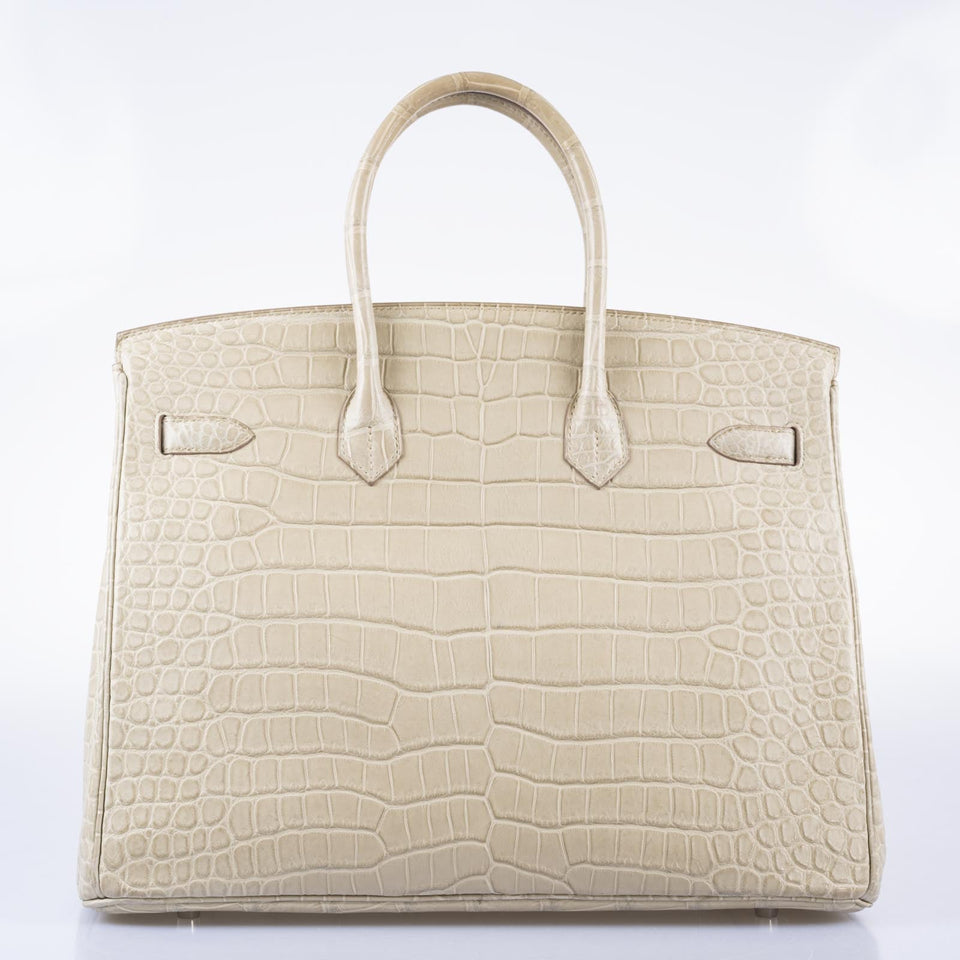 Hermes Birkin 35 Beton Matte Porosus Crocodile Palladium Hardware